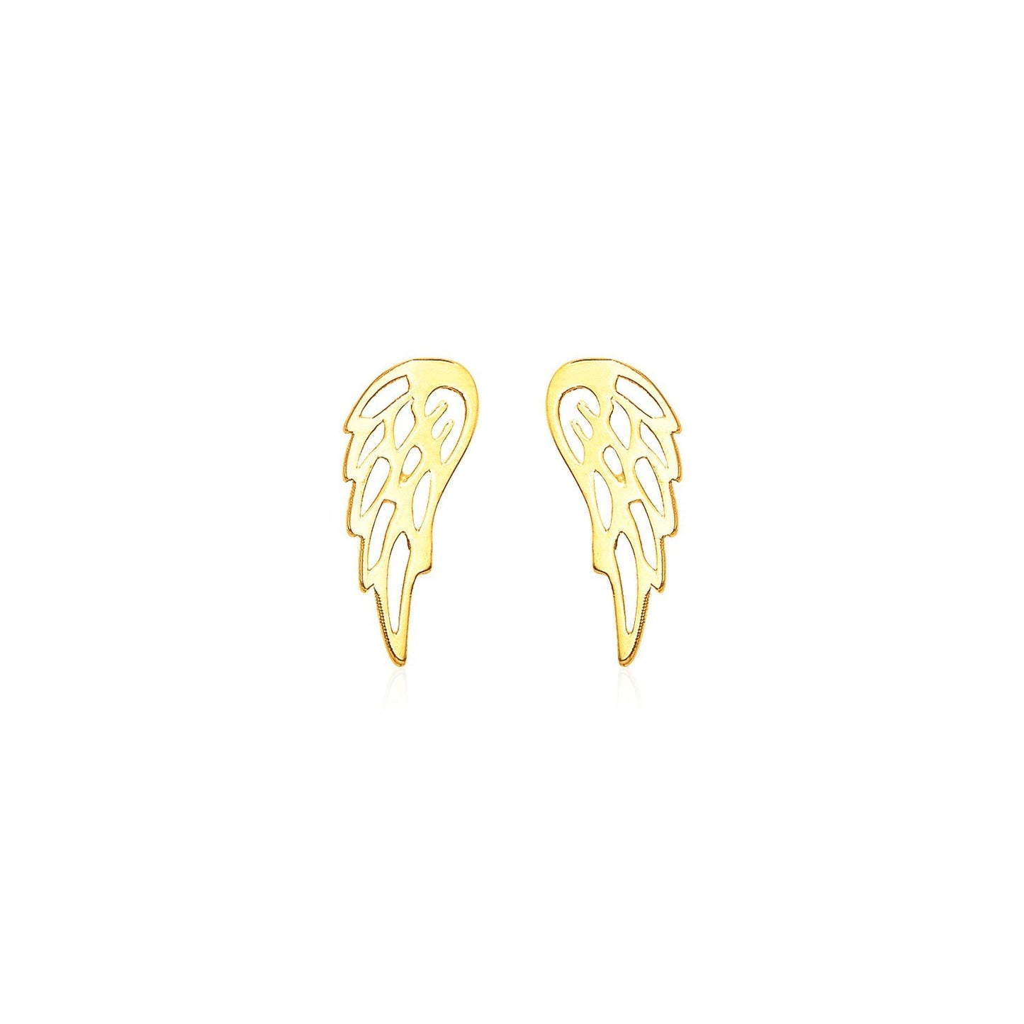 14k Yellow Gold Polished Wing Post Earrings