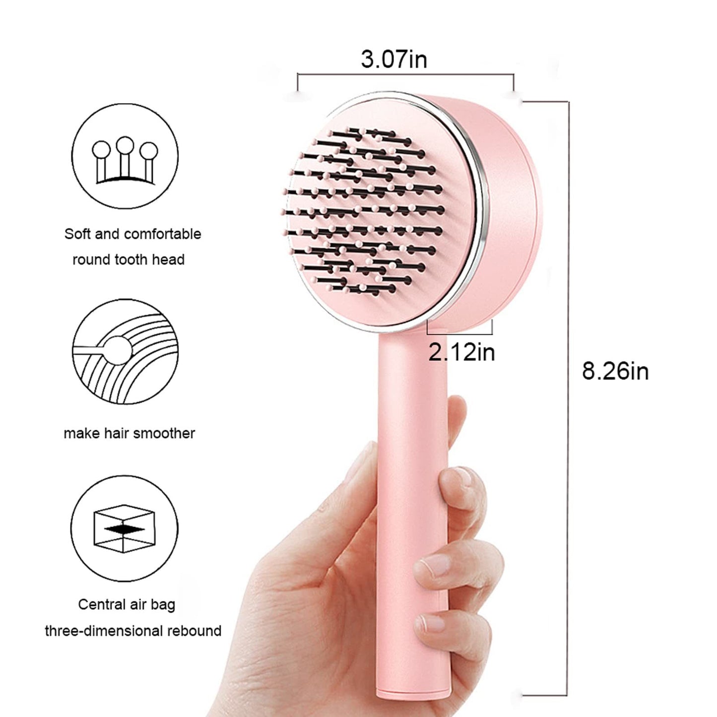 One-key Self-cleaning Hair Brush For Women Curly Hair Brush Anti-Static Airbag Massage Comb Airbag Massage Scalp Comb Professional Detangling One-key Self-cleaning