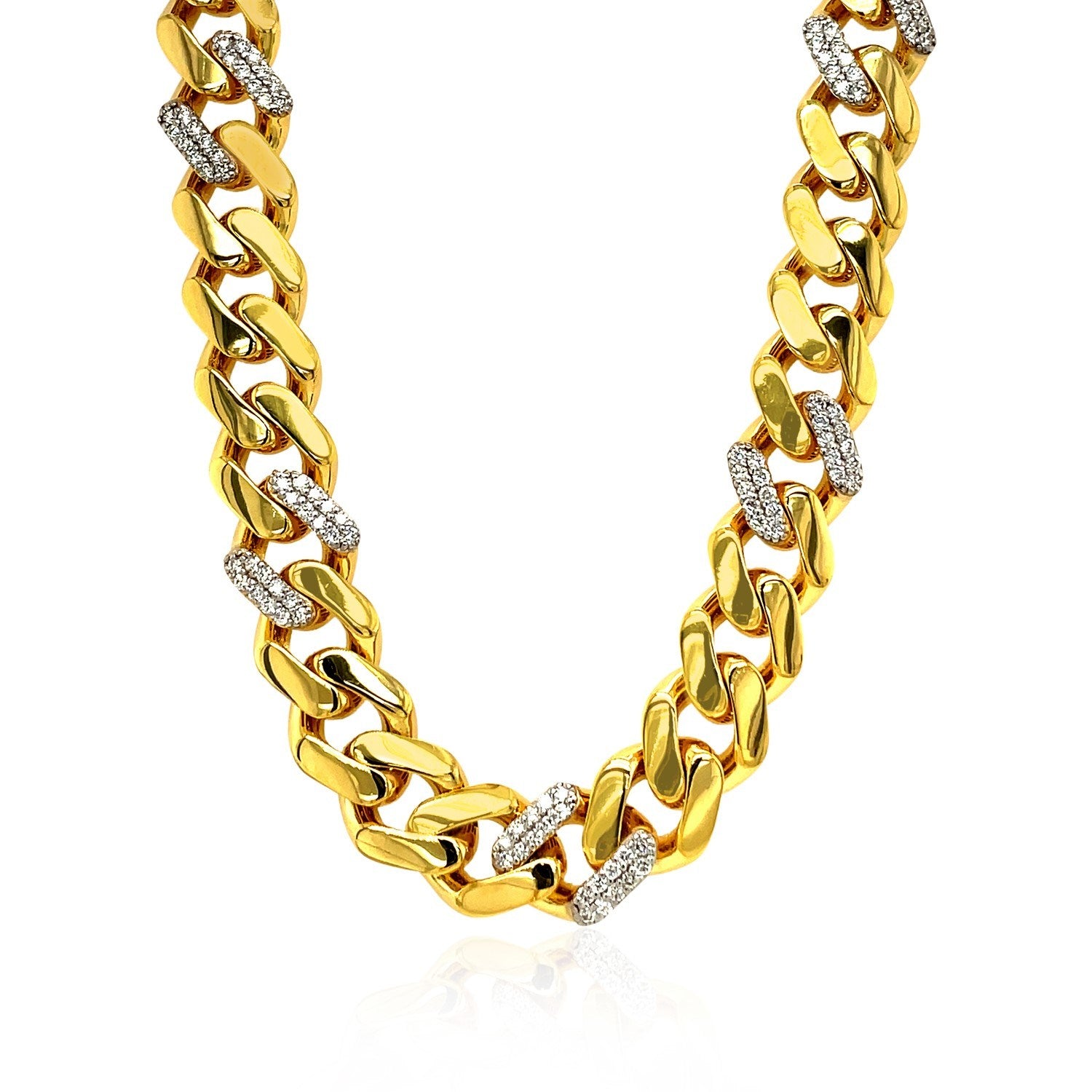 Best thick and thin gold and white diamond necklace. Raee Industries