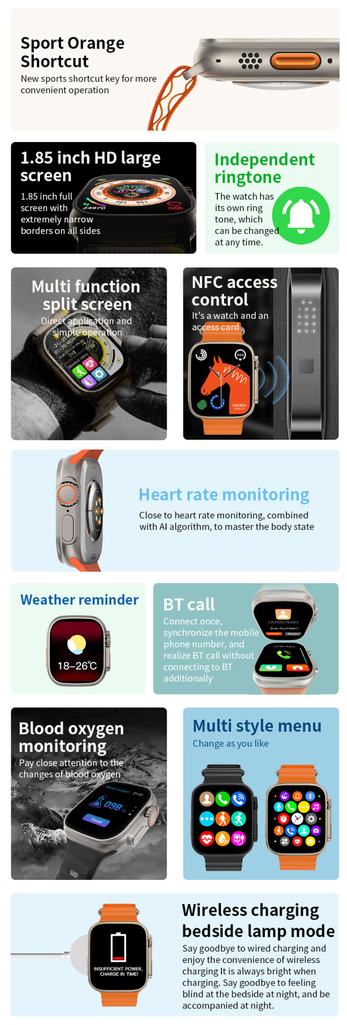 S8Ultra smart watch NFC sports step record heart rate blood pressure blood oxygen Bluetooth bracelet