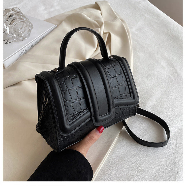 2022 Fashion Women Handbags Pu Leather Shoulder Bags Metal Chain Ladies Falp Square Bags Stone Pattern Crossbody Bags Casual