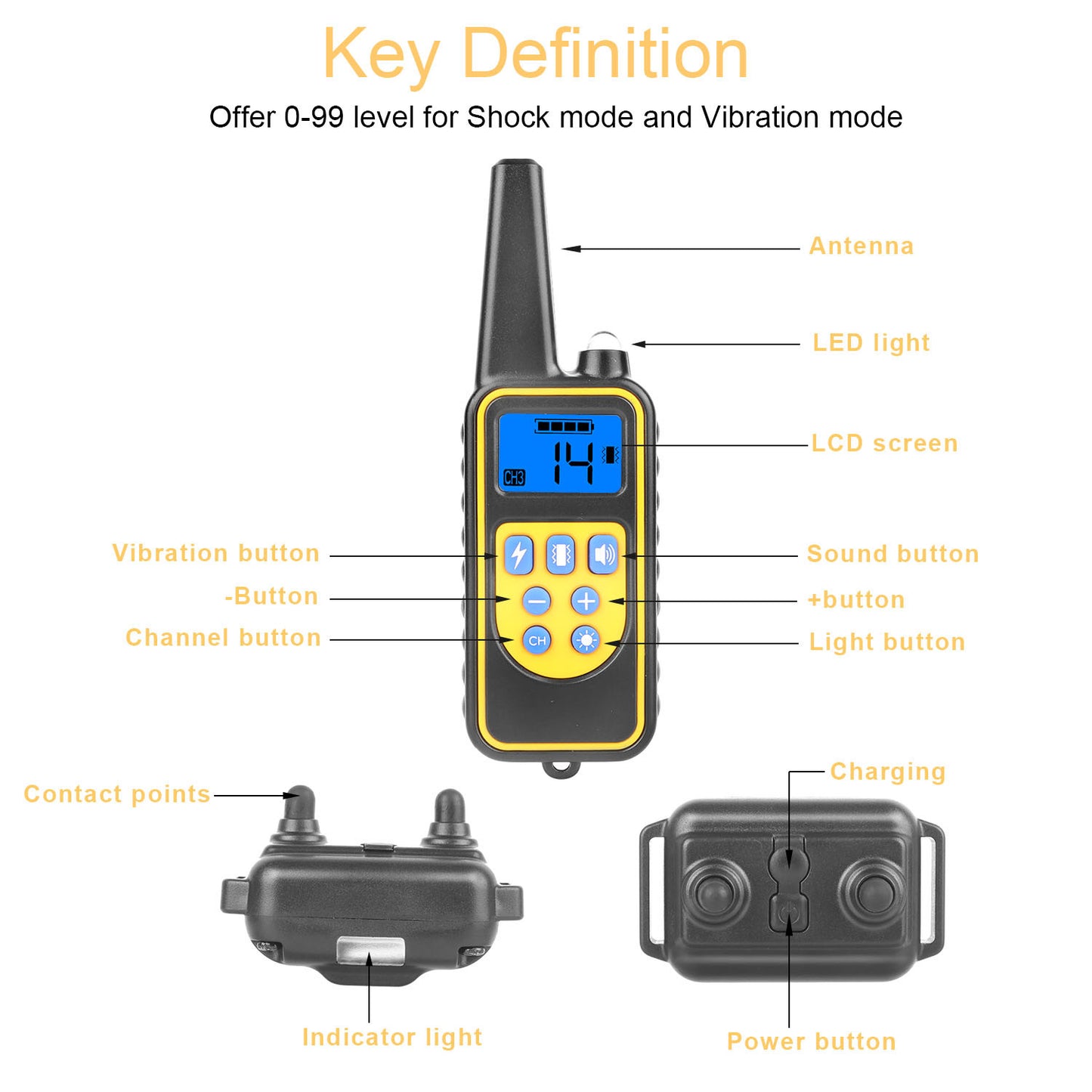 Heavy duty, electric Dog Training Collar Rechargeable Receiver Beep Shock for small Medium Large Dogs, dog leash. Raee Industries