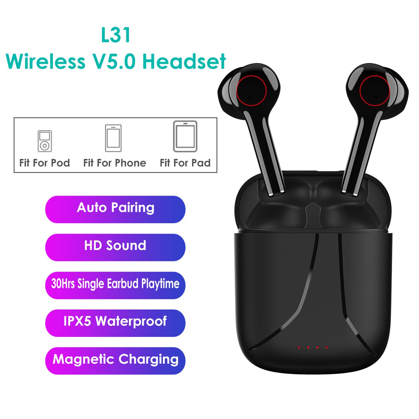 Wireless earbuds, Touch In-Ear Stereo Earphone Noise Canceling Earpieces, touch screen sports headset.  Raee Industries