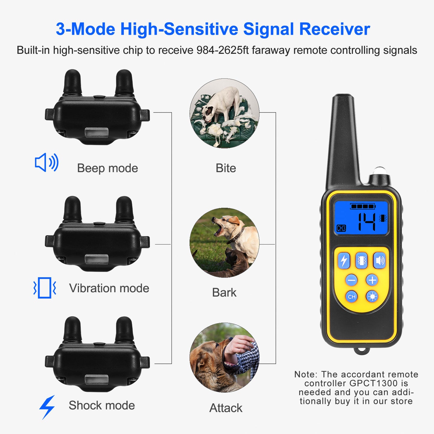 Heavy duty, electric Dog Training Collar Rechargeable Receiver Beep Shock for small Medium Large Dogs, dog leash. Raee Industries