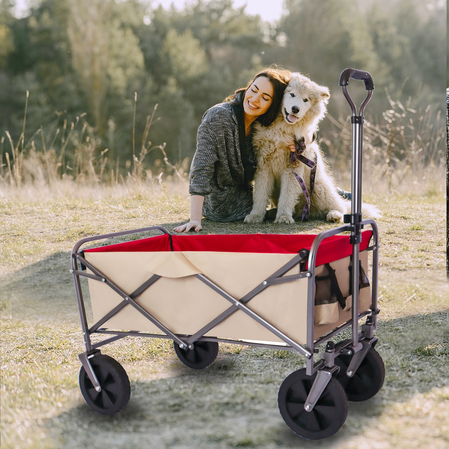 Outdoor Garden Multipurpose Micro Collapsible Beach Trolley Cart Camping Folding Wagon