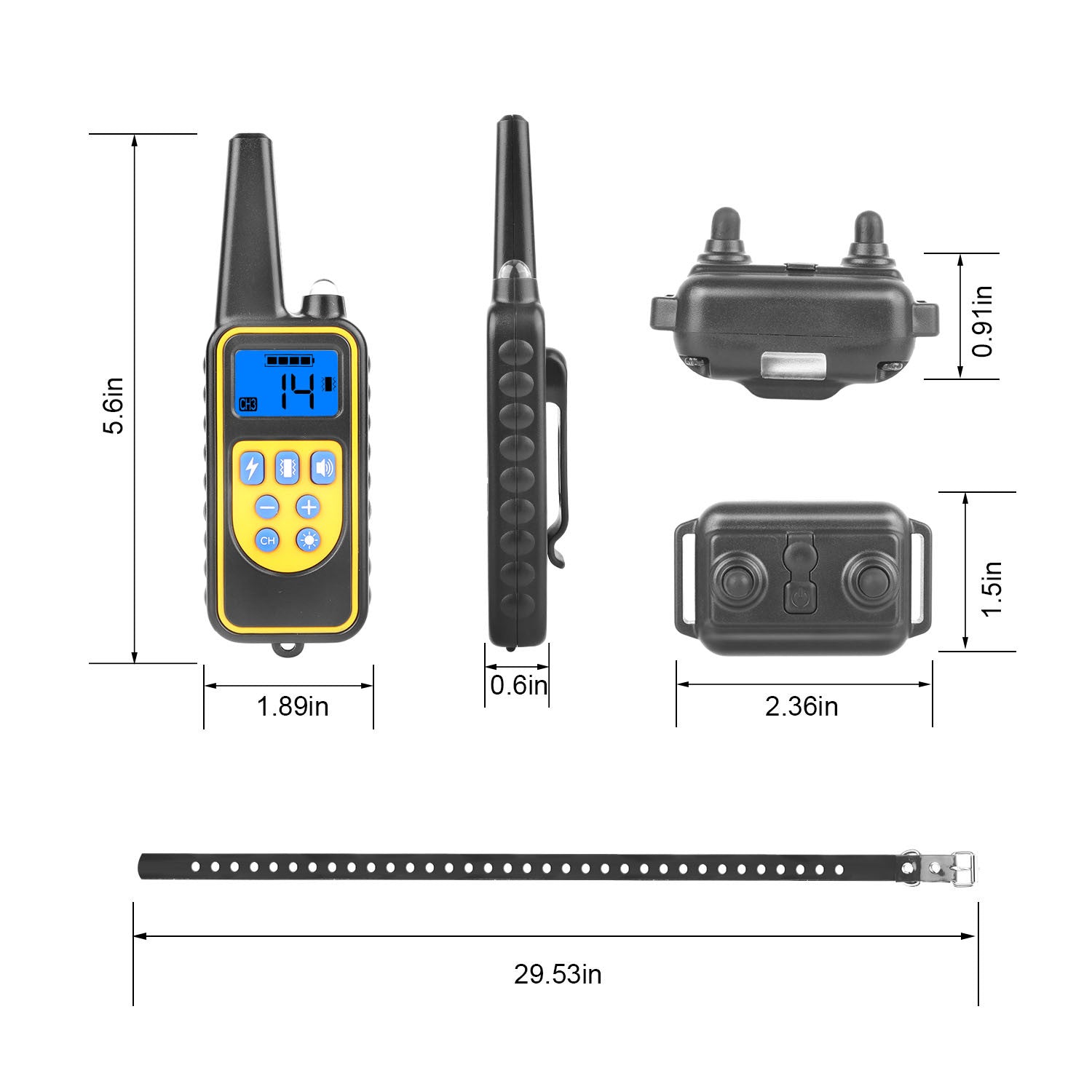 Heavy duty, electric Dog Training Collar Rechargeable Receiver Beep Shock for small Medium Large Dogs, dog leash. Raee Industries