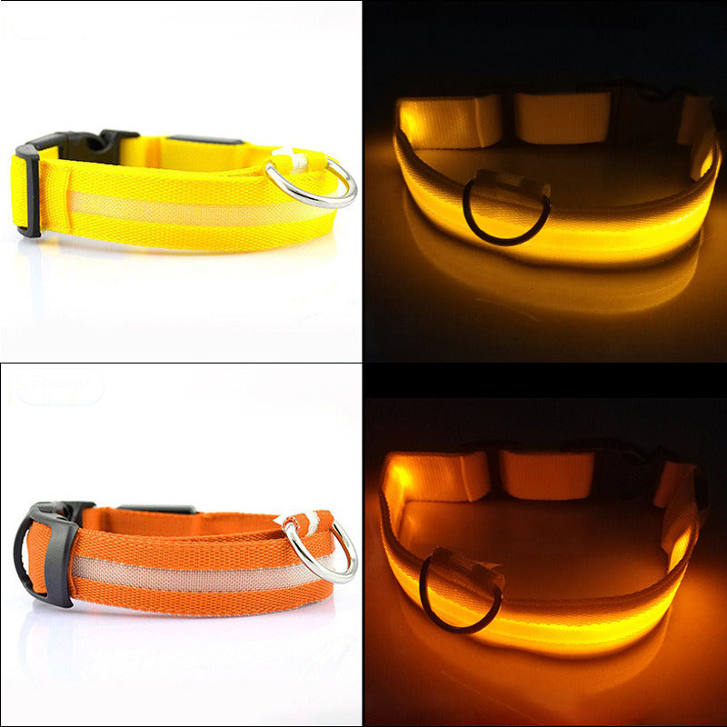 Pet Dog Nylon Safety Collar LED Light Puppy Necklace Dog Accessories