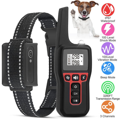 Heavy duty, electric Dog Training Collar Rechargeable Receiver Beep Shock for small Medium Large Dogs, dog leash. Raee Industries