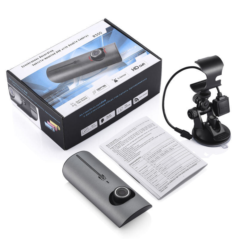 R300 1080P HD Car DVR Camera Dual Lens GPS Camera Dash Cam Rear View Video Recorder DashCam Car DVRs built in 32GB