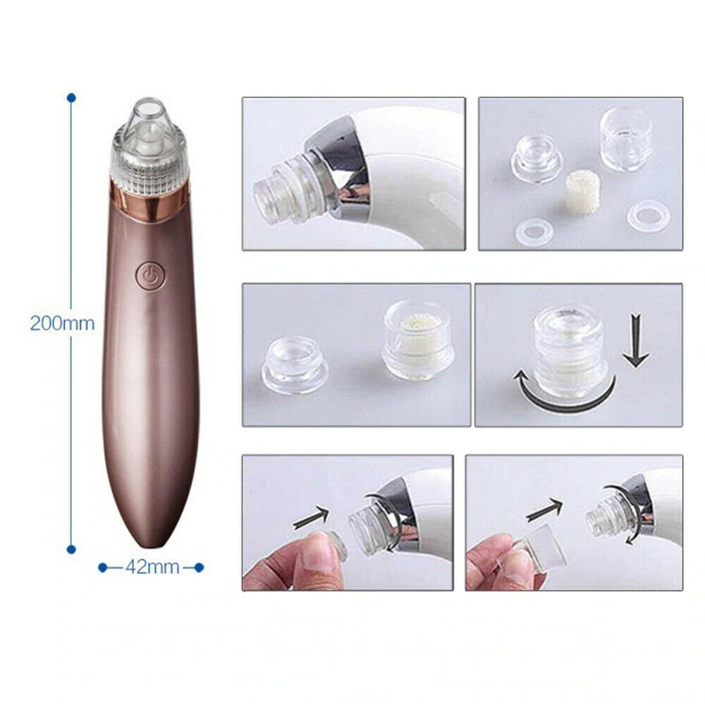 Electric Blackhead Vacuum Pore Cleaner Acne Pimple Remover Strong Suction Tool Electric Blackhead Remover Pore Vacuum Suction Diamond Dermabrasion Face Cleaner