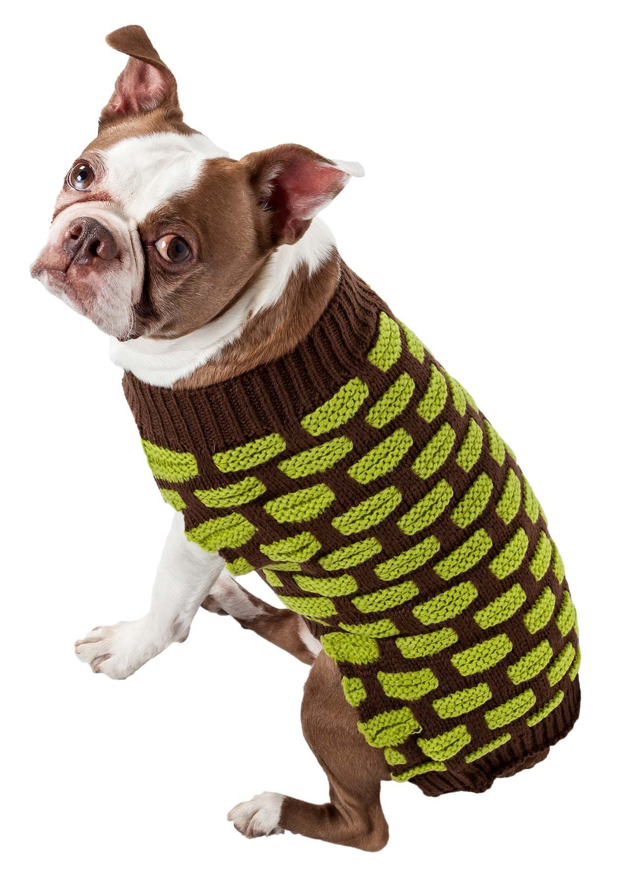 Fashion Weaved Heavy Knit Designer Ribbed Turtle Neck Dog Sweater