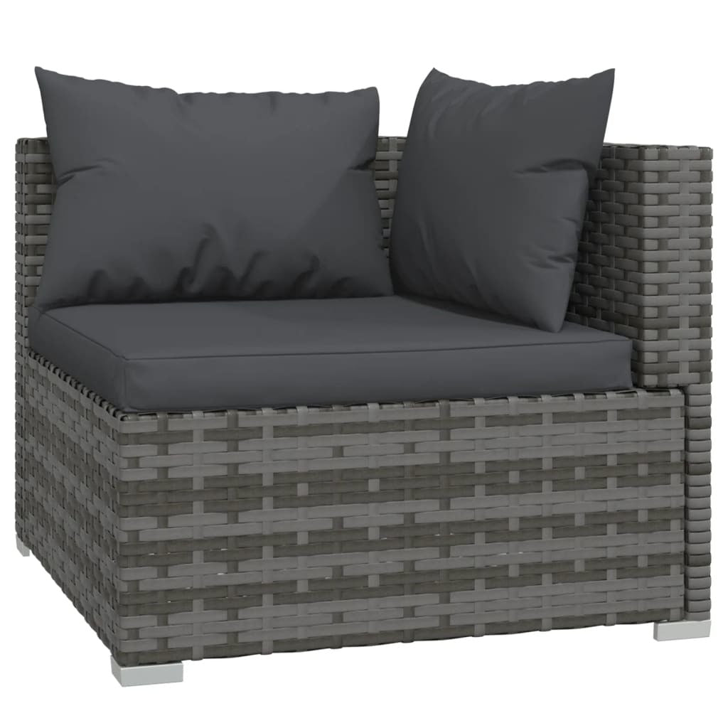 7 Piece Patio Lounge Set with Cushions Poly Rattan Gray