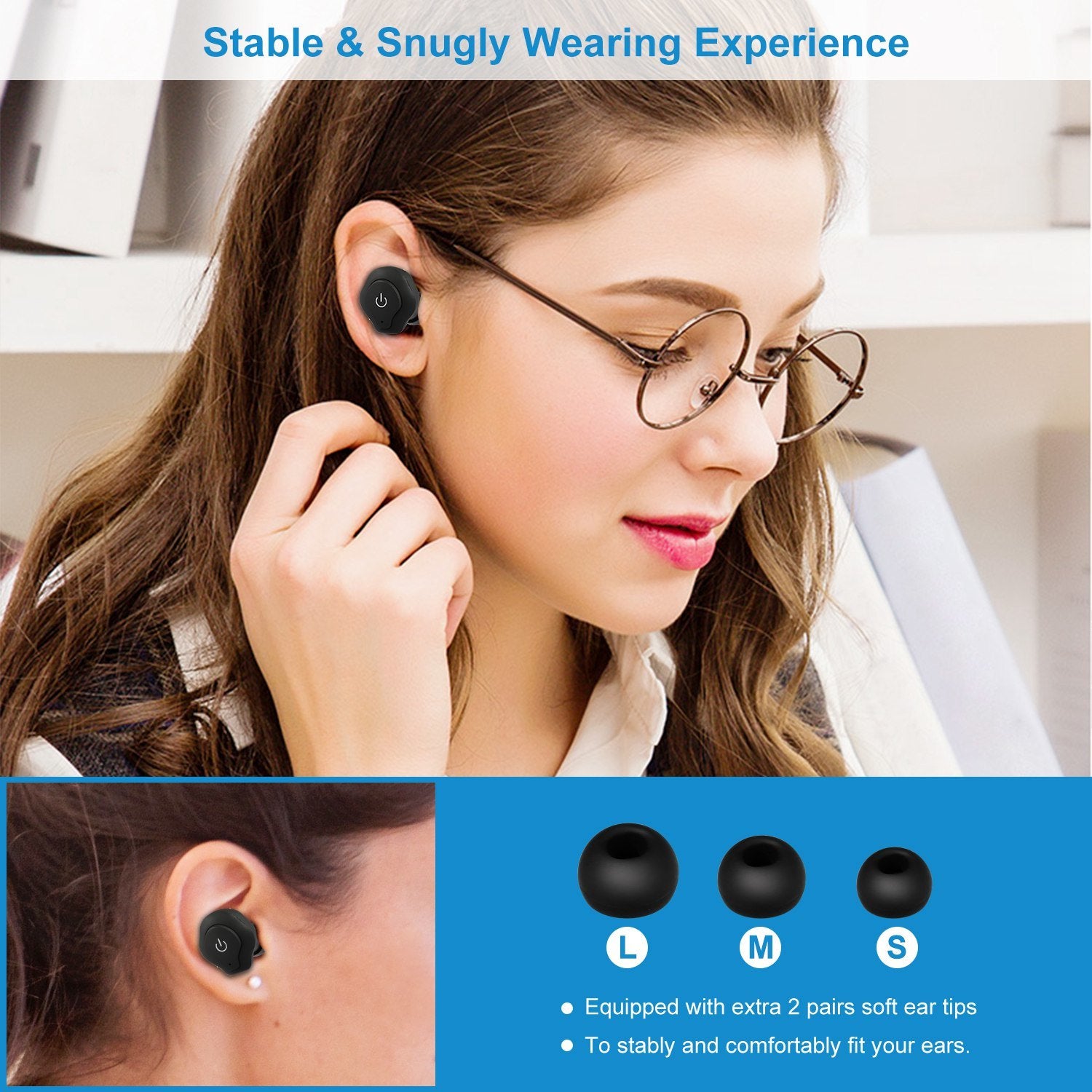 Wireless earbuds, Touch In-Ear Stereo Earphone Noise Canceling Earpieces, touch screen sports headset.  Raee Industries