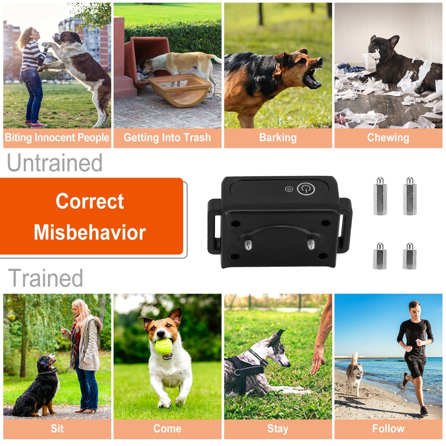 Heavy duty, electric Dog Training Collar Rechargeable Receiver Beep Shock for small Medium Large Dogs, dog leash. Raee Industries