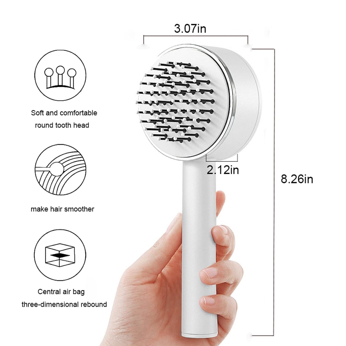 One-key Self-cleaning Hair Brush For Women Curly Hair Brush Anti-Static Airbag Massage Comb Airbag Massage Scalp Comb Professional Detangling One-key Self-cleaning