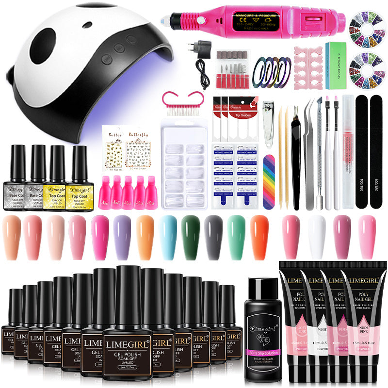 Nail Set With Nail Lamp Nail Dryer Nail Drill Machine Manicure Set Kit Soak-off Nail Art Tool Set Poly UVGel Nail Gel Polish Set