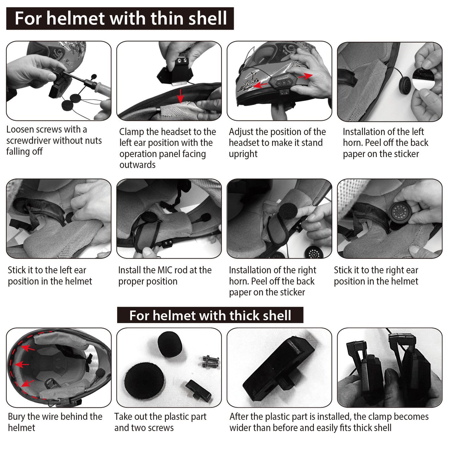 Wireless Headset Speaker Motorcycle Helmet Motorbike Headphone