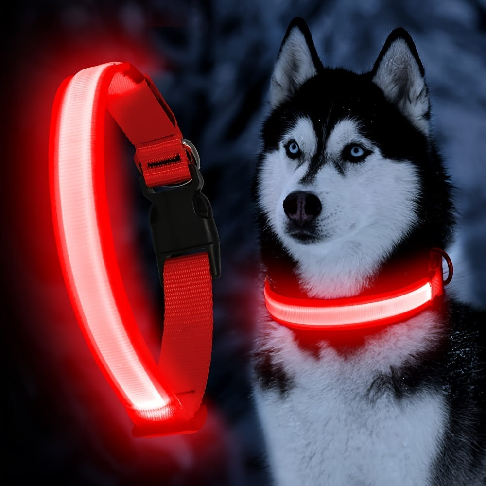 Solar And USB Rechargeable Light Up Pet Collar Waterproof LED Dog & Cat Collars For Night Walking