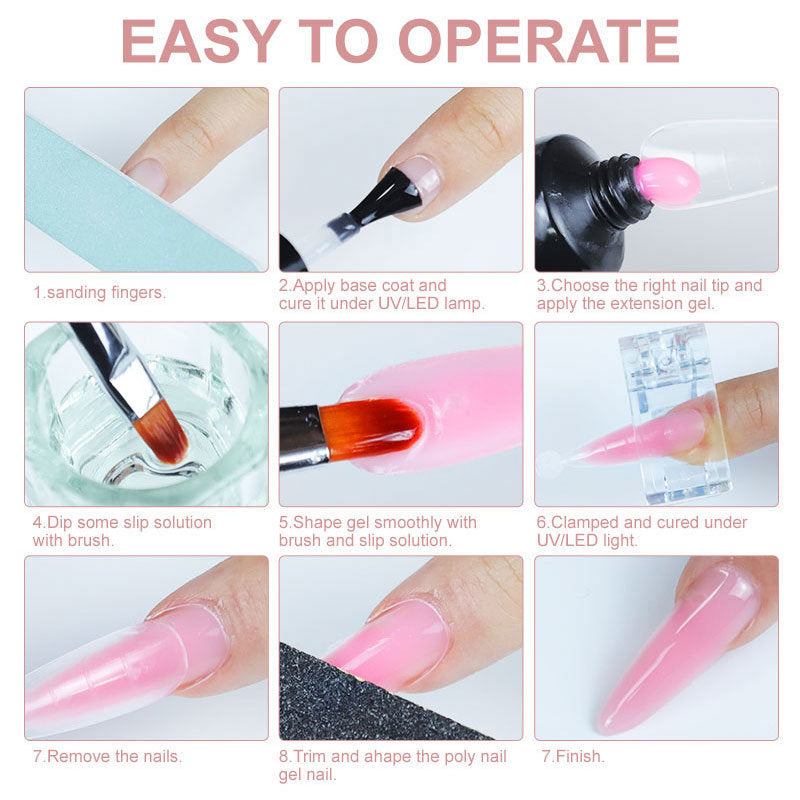 Fingernail Gel Polish Products Set Manicure Cuticle Pusher Tips Finger Extend Mold Glue Poly Nail Accessories Art Brush Tool Kit