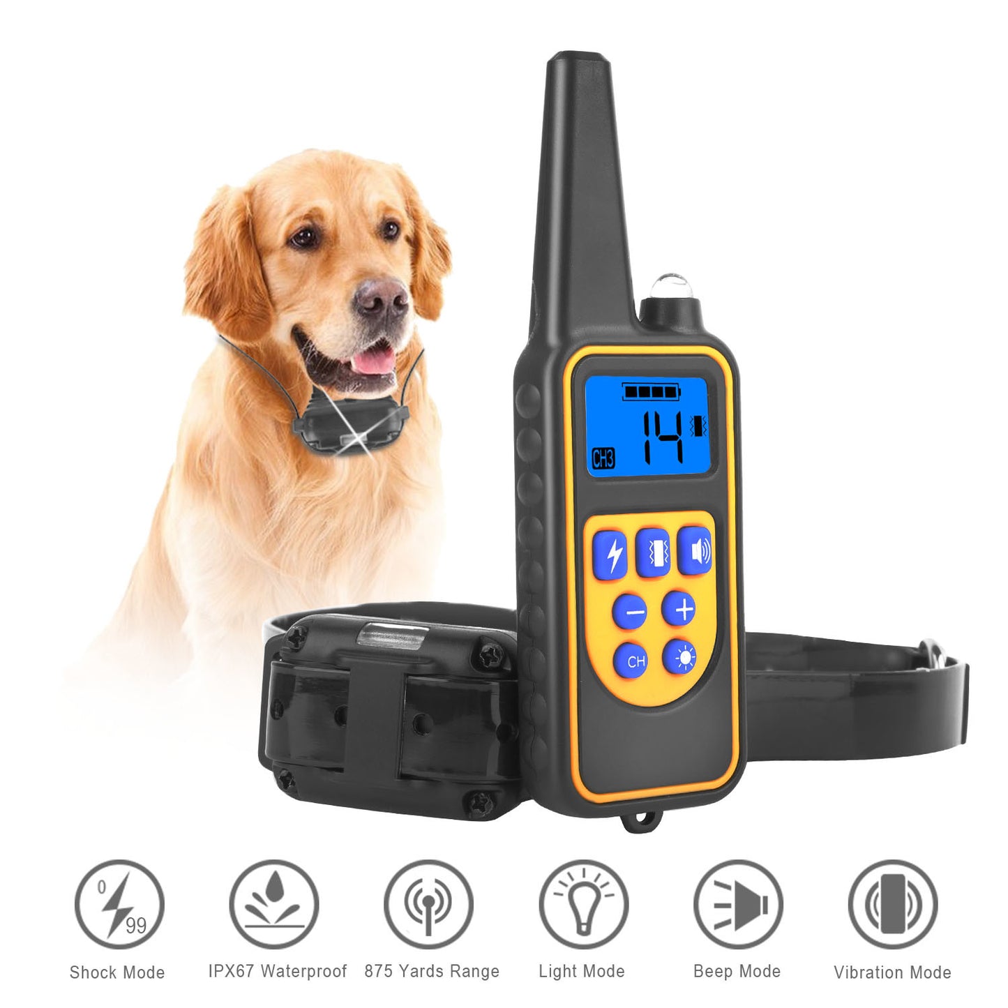 Heavy duty, electric Dog Training Collar Rechargeable Receiver Beep Shock for small Medium Large Dogs, dog leash. Raee Industries