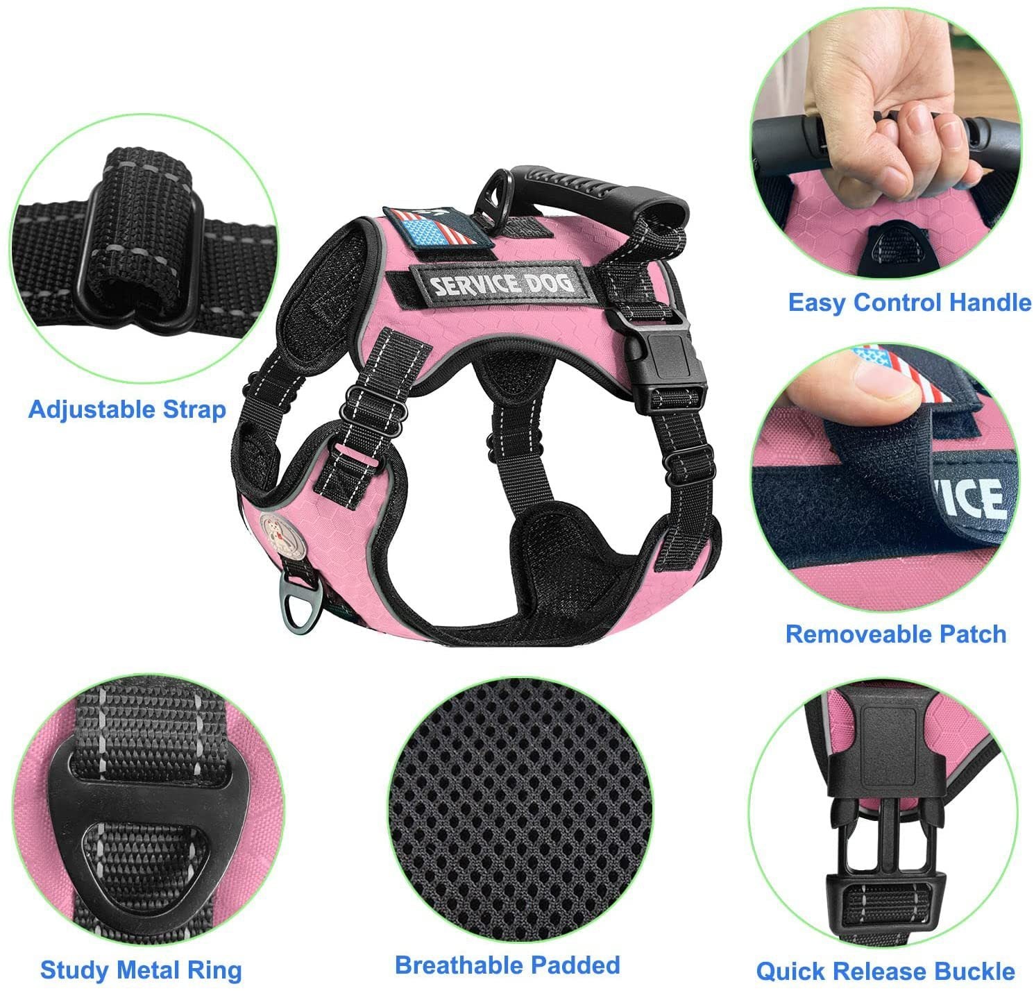 Pet Harness And Leash Set For small and large dogs & Cats; Adjustable No Pull Service Dog Vest Harness For Walking. Raee Industries