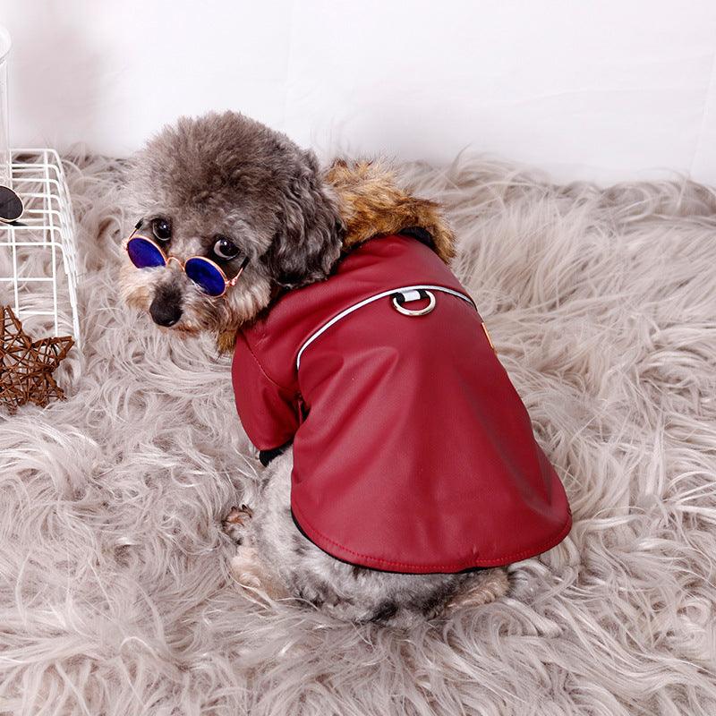 Reflective And Warm Pet Fur Coat With Fur Collar - Raee-Industries