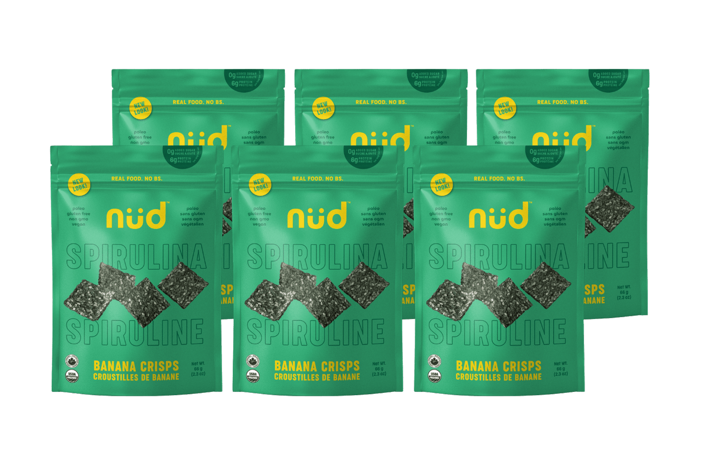 Spirulina Banana Crisps, 6 x 66g-Pack - Raee-Industries