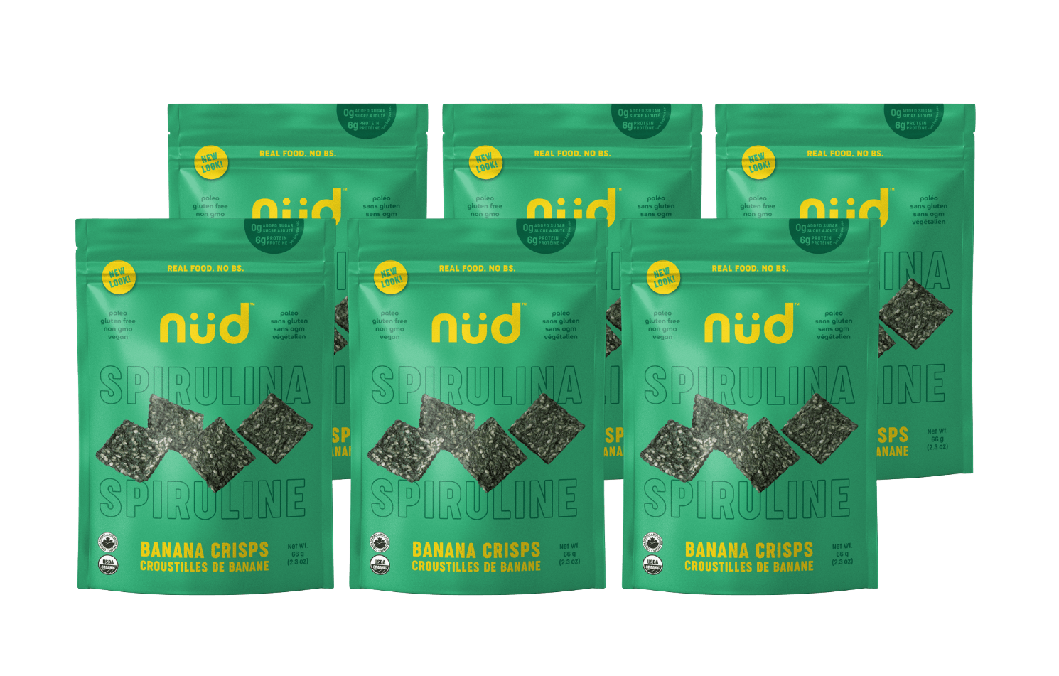 Spirulina Banana Crisps, 6 x 66g-Pack - Raee-Industries