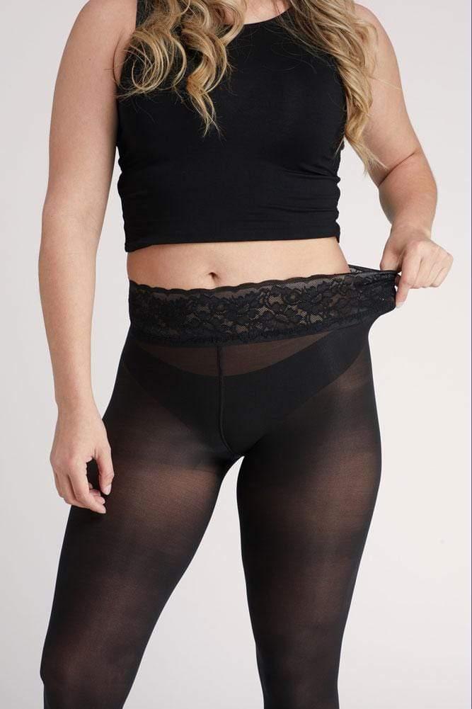 Black Semi-Opaque Tights With Luxe Comfort Waistband - Raee-Industries