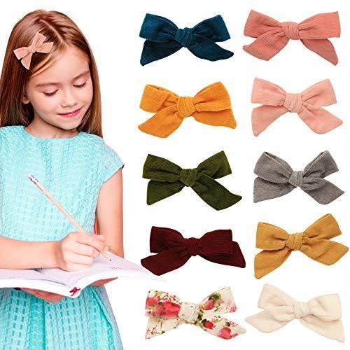 Hair clips bows for toddler girls - girl bow hair accessories barrettes - alligator clip for Teens Kids Toddlers (Corduroy Color Mix) - Raee-Industries