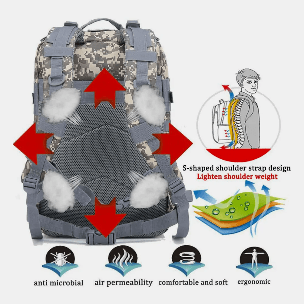 Tactical Military 45L Molle Rucksack Backpack - Raee-Industries