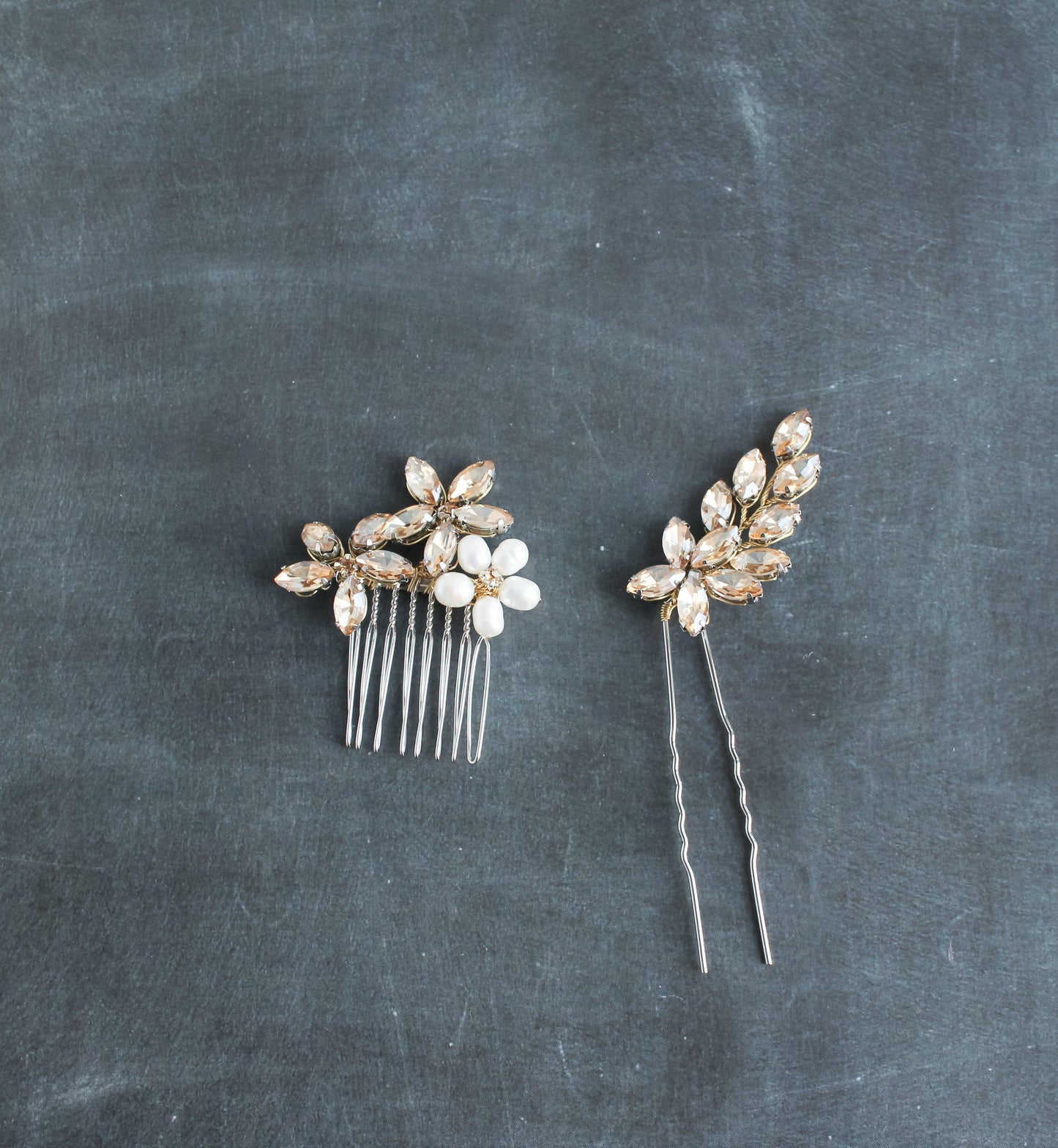 Daisy bridal crystal comb & hairpin set - Raee-Industries