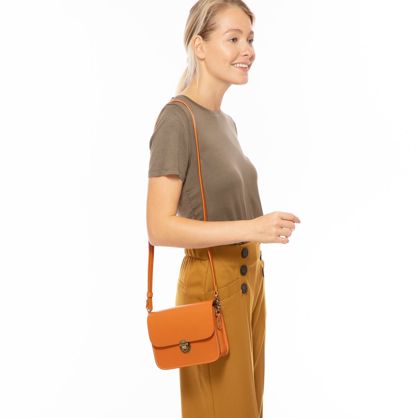 Nanah Light Brown Leather Crossbody Bag