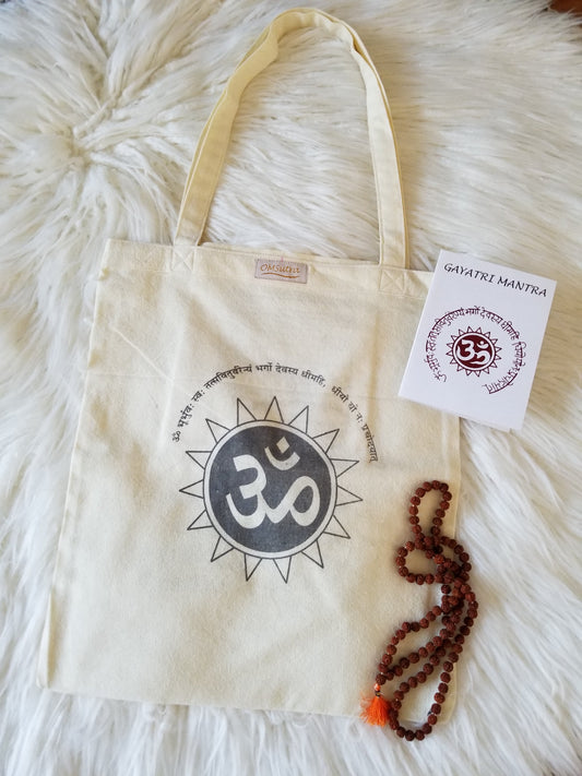 Gayatri Mantra Book Tote Bag