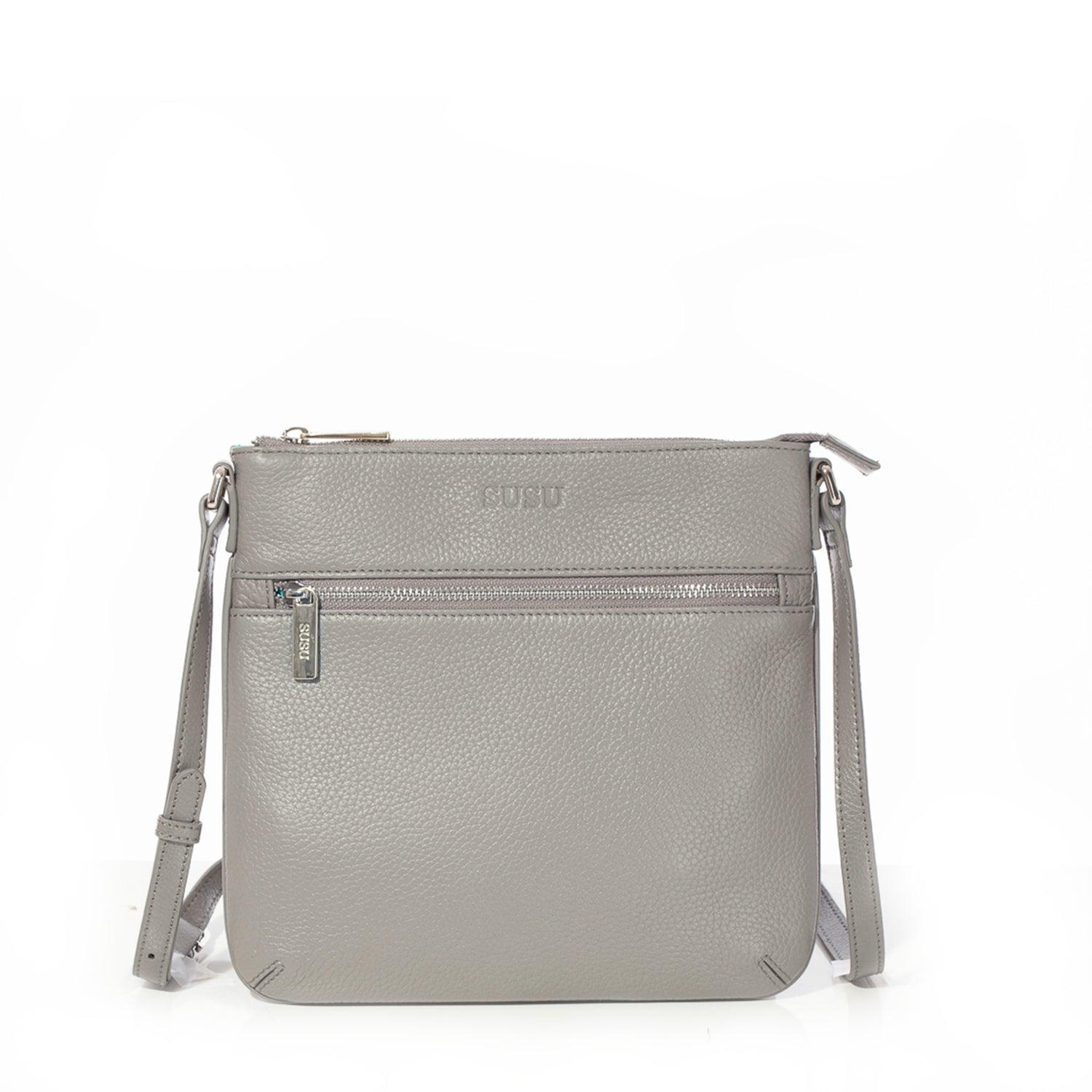 Gray Leather Crossbody Bag - Raee-Industries