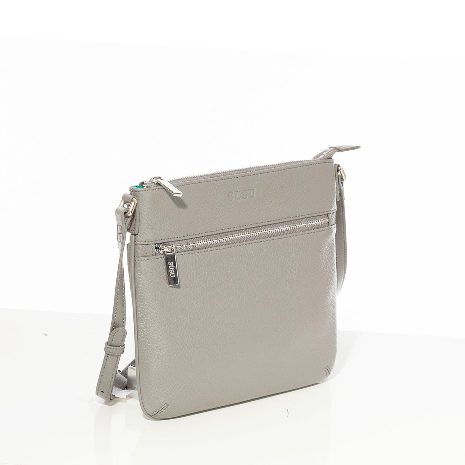 Gray Leather Crossbody Bag - Raee-Industries