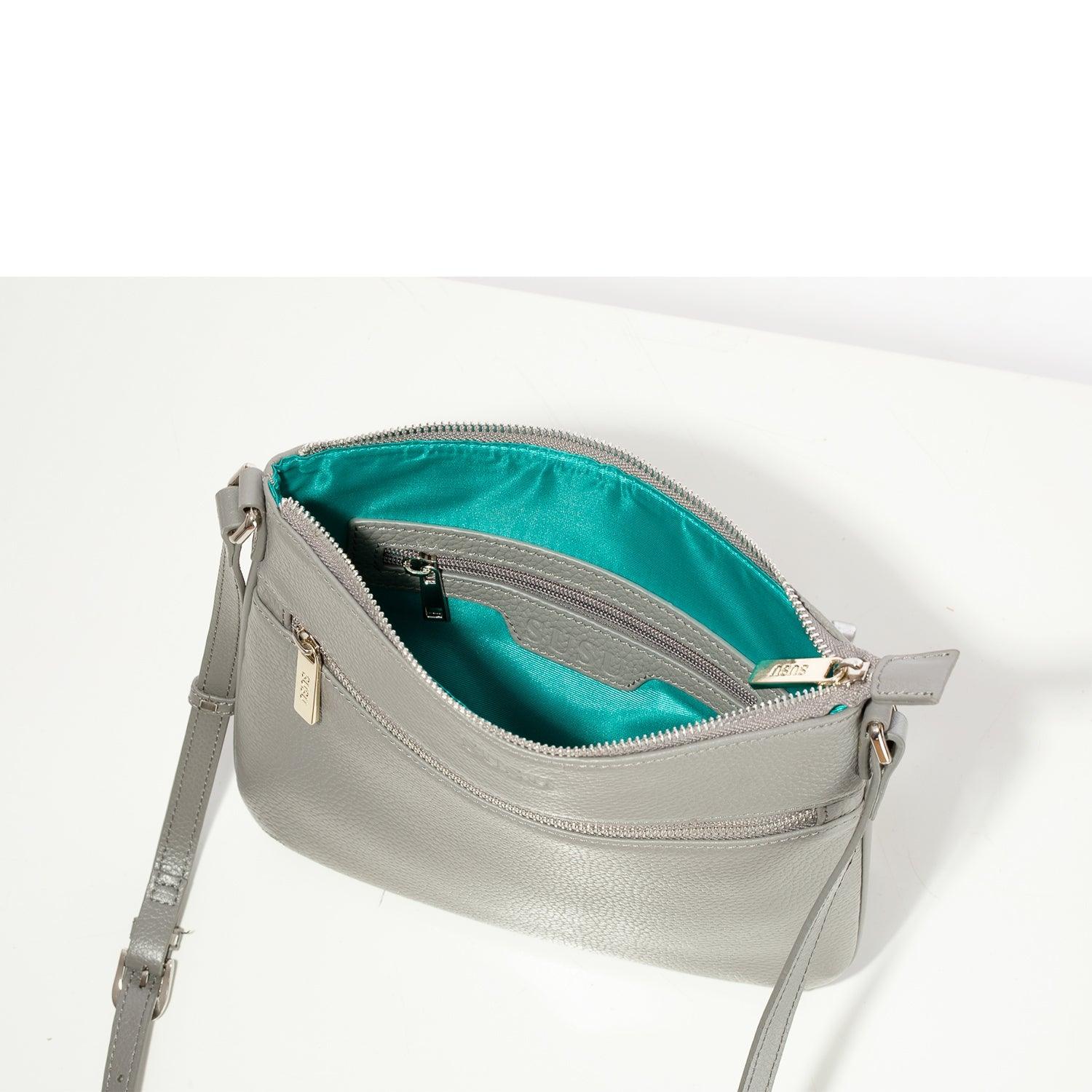 Gray Leather Crossbody Bag - Raee-Industries