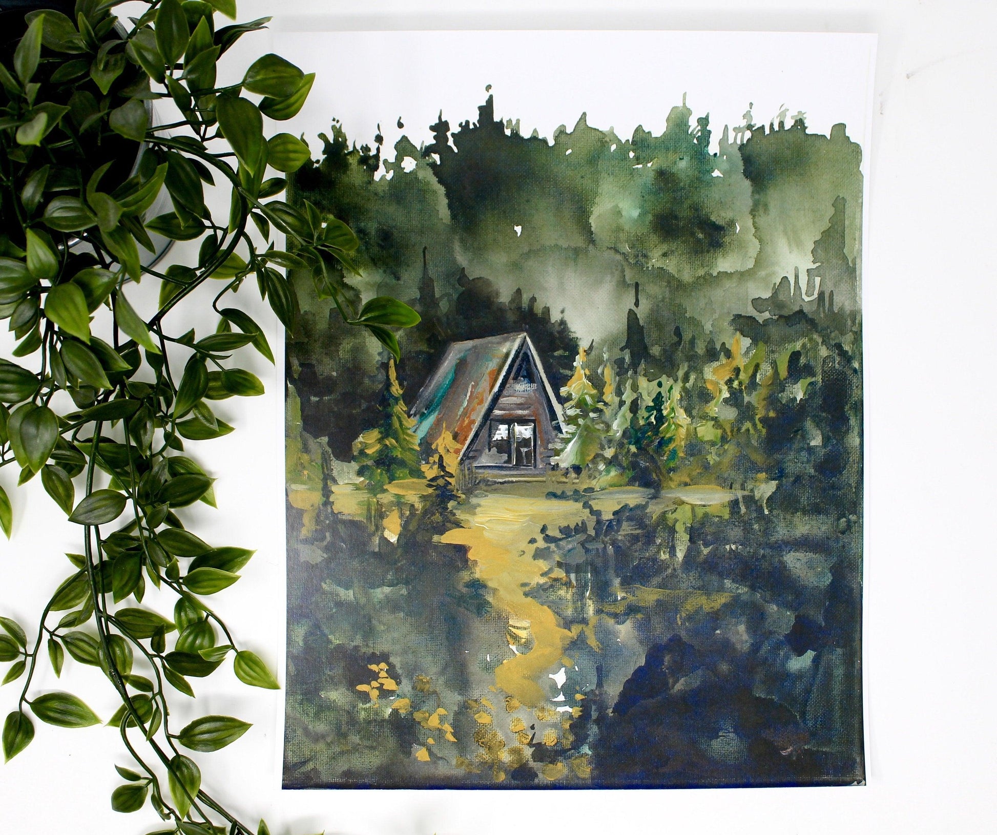 Cozy Cabin Print 11x14 Adventure Print Home Decor Cabin Watercolor Inspirational Wall Art - Raee-Industries