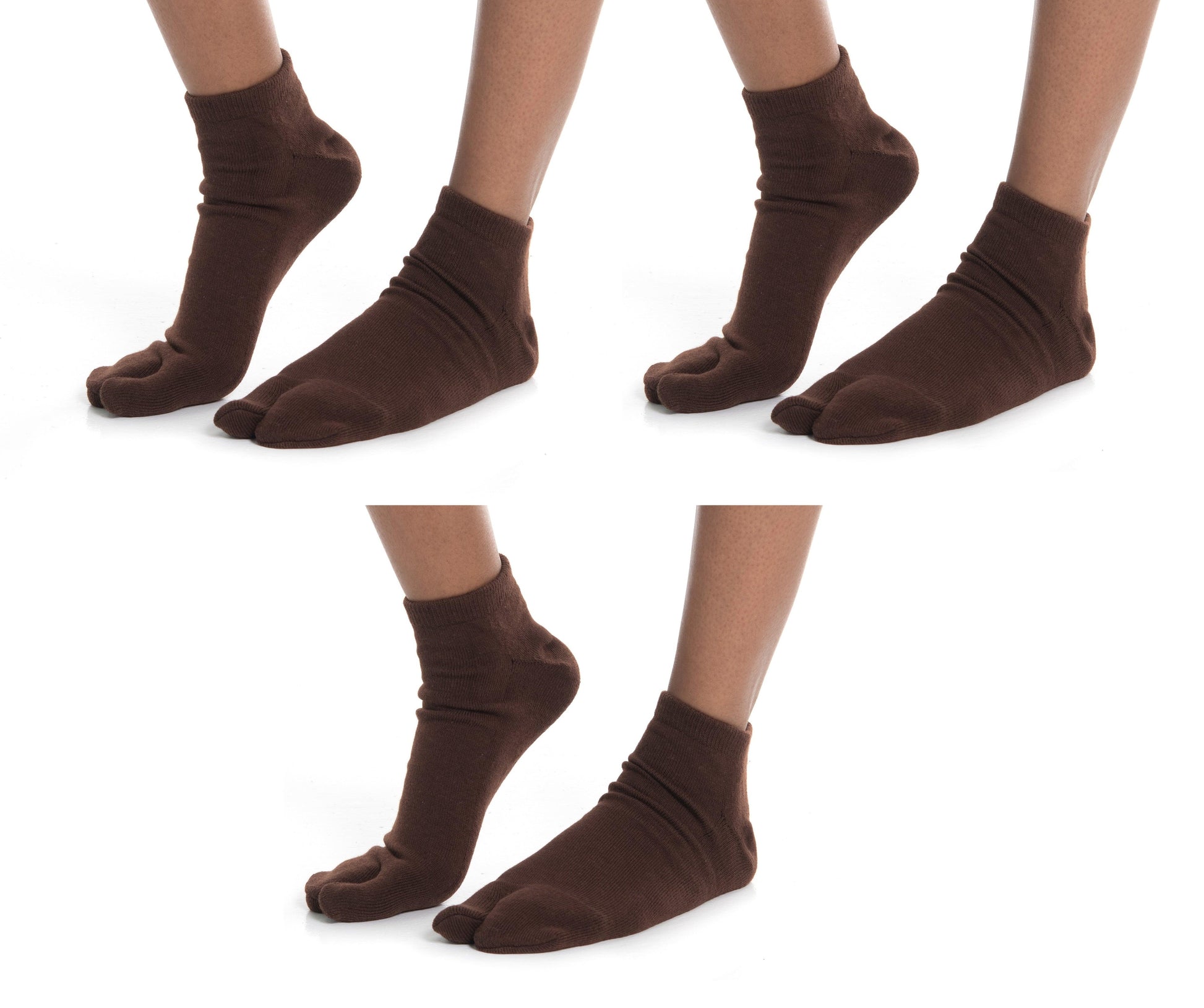 V-Toe Split Toe Ankle Tabi 3 Pairs Thicker Warm Styles Athletic or Casual - Brown - Raee-Industries