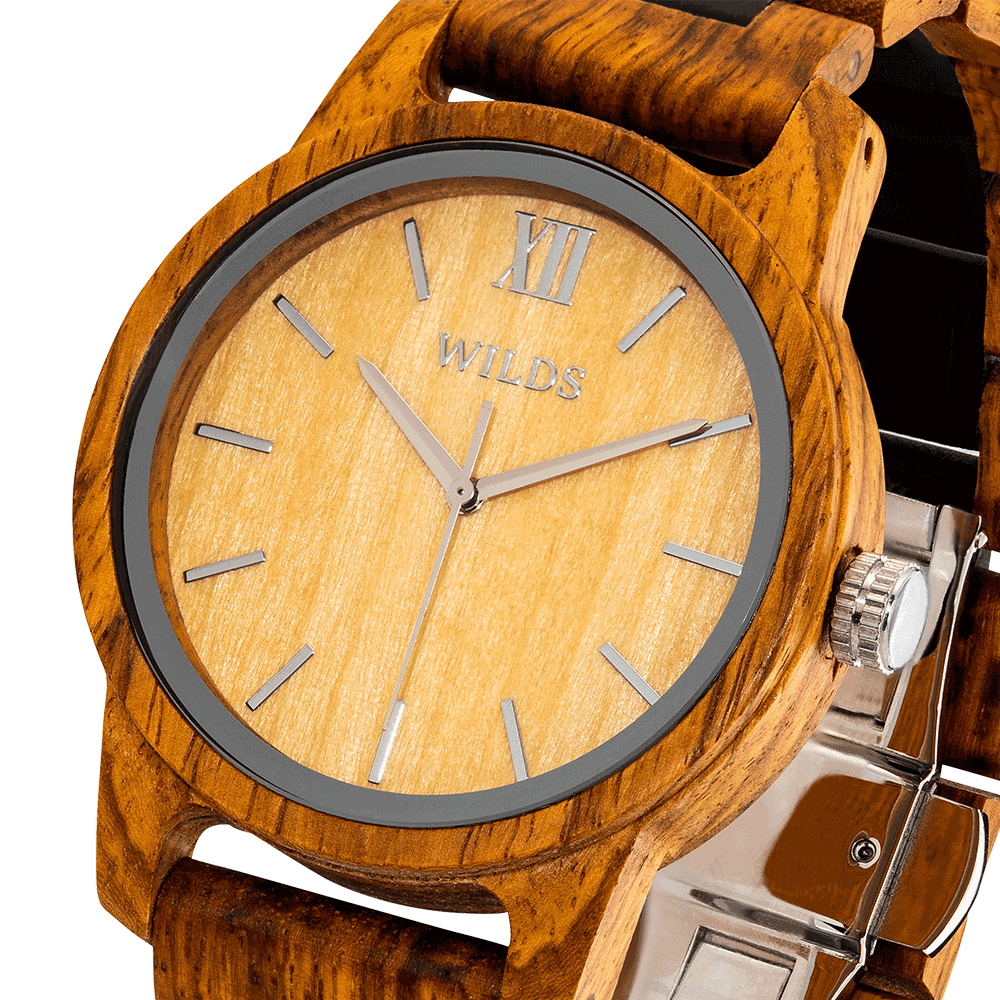 Men's Handmade Engraved Ambila Wooden Timepiece - Personal Message on the Watch - Raee-Industries