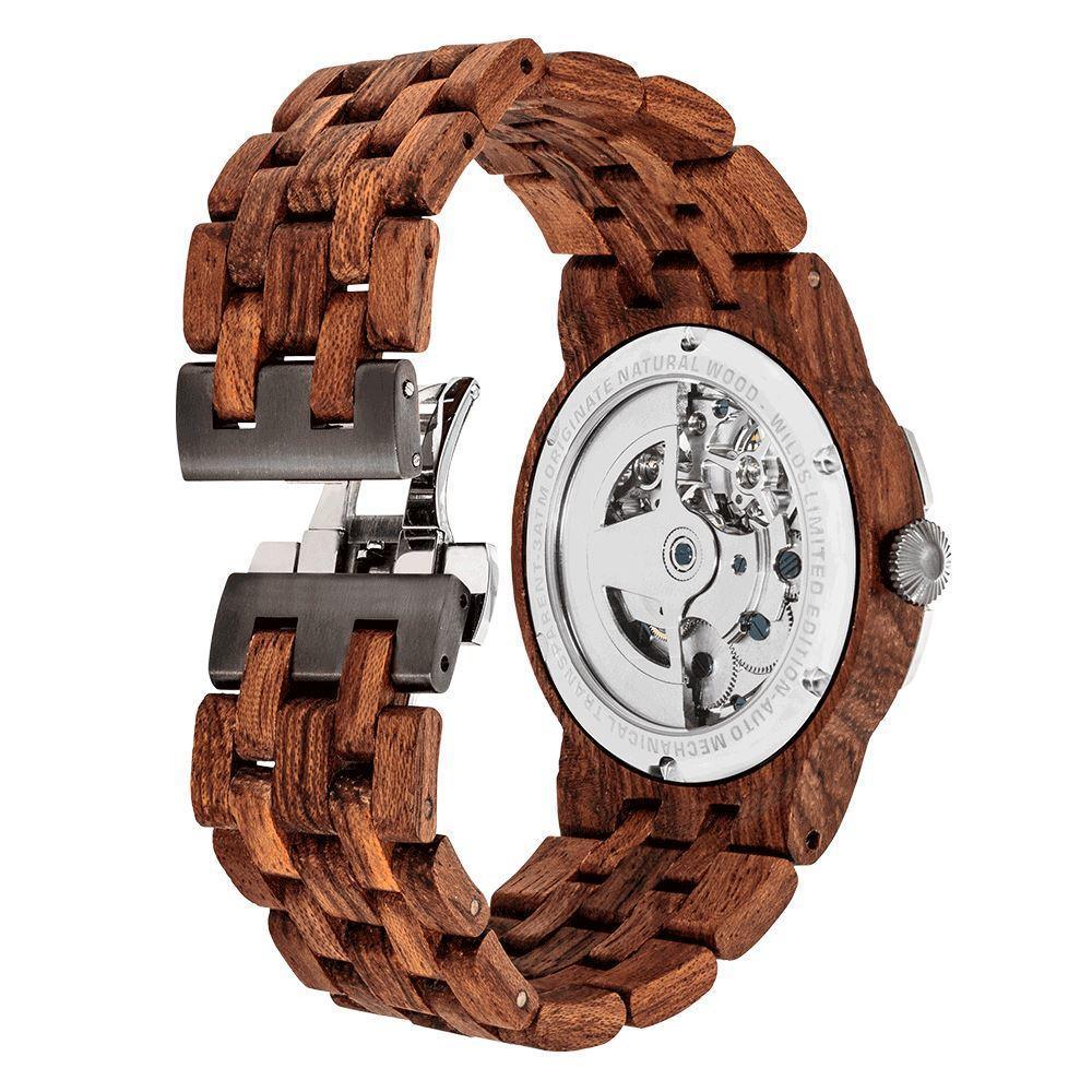 Men's Dual Wheel Automatic Kosso Wood Watch - For High End Watch Collectors - Raee-Industries