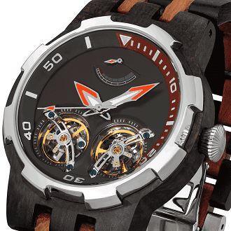 Men's Dual Wheel Automatic Ebony & Rosewood Watch - For High End Watch Collectors - Raee-Industries