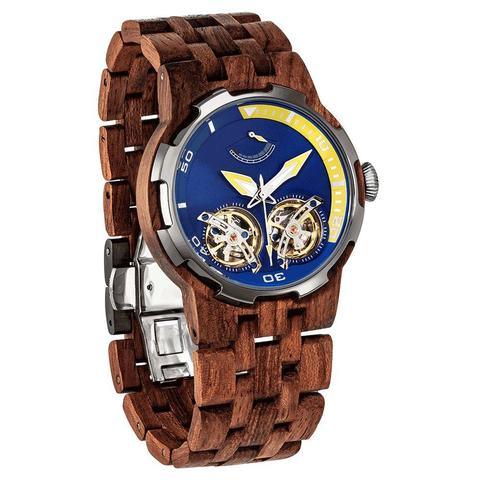 Men's Dual Wheel Automatic Kosso Wood Watch - For High End Watch Collectors - Raee-Industries