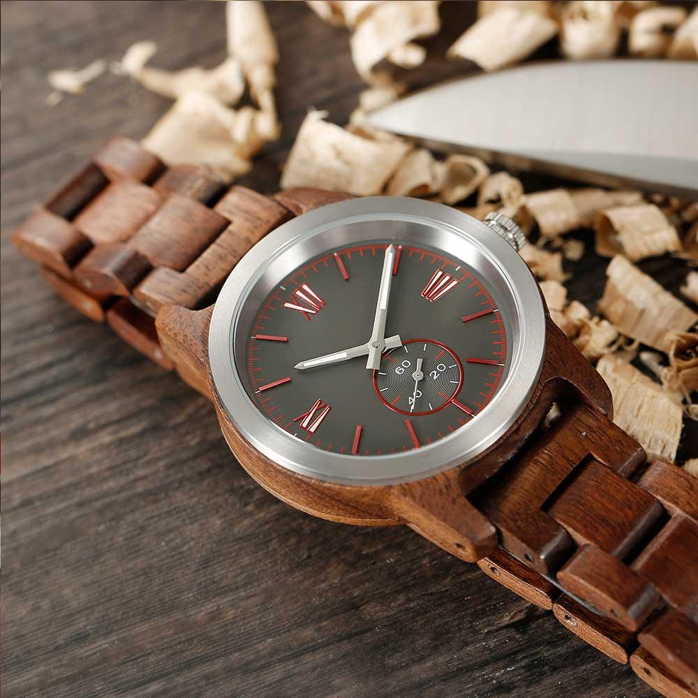 Men's Handcrafted Engraving Walnut Wood Watch - Best Gift Idea! - Raee-Industries
